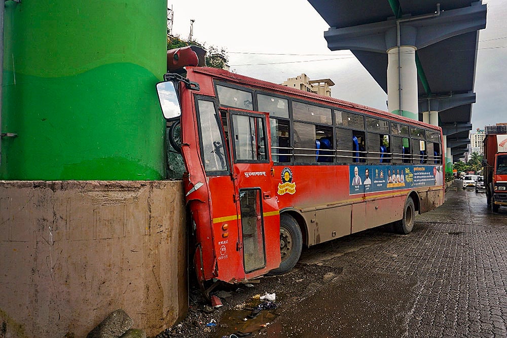 | Photo: PTI : MSRTC bus accident in Thane